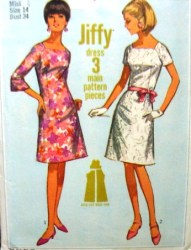 7012 SQUARE NECK JIFFY 1960S DRESS PATTERN 14 34''B